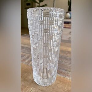 Tiffany Co Woven Basket Weave Crystal 8” Vase-(Never Used)
